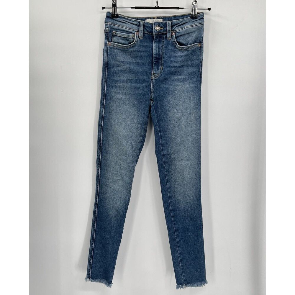 We The Free 26 Skinny Jeans‎ Womens Blue High Rise Raw Hem Medium Wash Denim